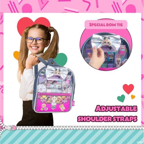 L.O.L. Surprise! Makeup Filled Backpack Set, Including Lip Balm, Nail Polish, Nail File, Hair Bows, and Other Accessories, Perfect for Parties, Sleepovers and Makeovers, Ages 3+, by Townley Girl