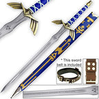 Legend of Zelda FULL TANG Carbon Steel Master Sword SHARPENED Skyward Limited Edition Deluxe w Belt, 14-Blue-BRB
