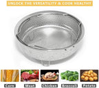 Stainless Steel Steamer Basket - Vegetable & Dumpling Steamer Insert for Pots, Instant Pot Accessories with Handles & Feet, Multi-Purpose Mesh Strainer for Cooking, Fruits (Silvery, Medium)