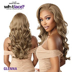 Sensationnel What lace 13x6 Wigs - glenna lacefrontal hand tied glueless synthetic with natural density preplucked hairline (1B OFFBLACK)