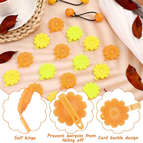 72 Pcs Hair Accessories Set - Self Hinge Barrettes, Bubble Bows, Flowers, Plastic Clips for Baby Toddler Girls (Yellow, Light Yellow, Dark Brown)