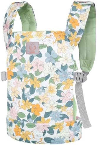 GAGAKU Baby Carrier for Dolls Reborn Baby Doll Carrier Kids Toy Play Baby Carrier for Stuffed Animals Babydoll Accessories for Toddlers - Green - Flowers Plumeria