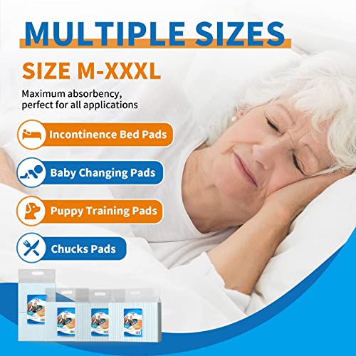 DAFI Disposable Incontinence Bed Pads Extra Large 36”x 36”(40 Count) Thick Underpads, Effective Odor Control Pee Pads, Chucks Pads, Super Absorbent Protection for Elderly, Adults, Baby