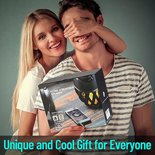 2 Pack Outdoor Bluetooth Speakers Waterproof Wireless, Birthday Gifts for Men Dad, LED Flame Ambient Light, Camping Patio Accessories, Unique Gifts for Him Husband Boyfriend Dad Gifts