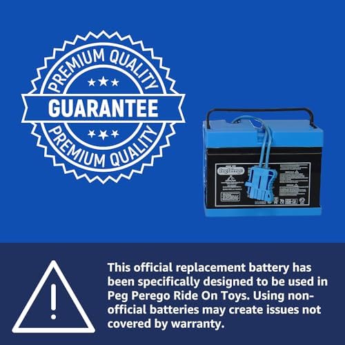 Peg Perego Official 12 Volt Replacement Battery for Ride on Toys. All Season Performance. Works with John Deere, Polaris, and Case IH licensed Peg Perego Ride on Toys