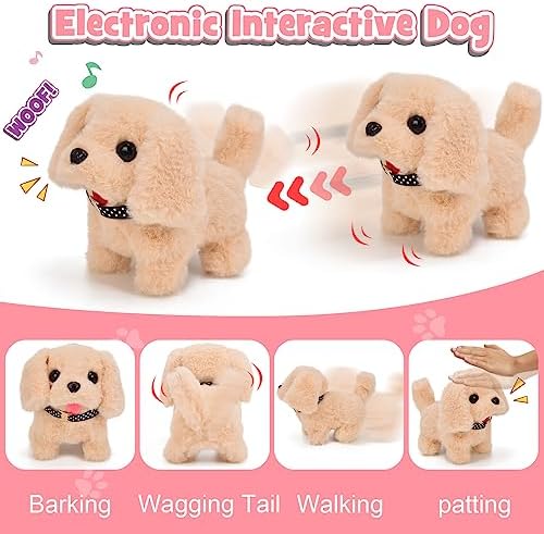 G.C 13Pcs Dog Toys for Kids Girls, Walking Barking Electronic Interactive Stuffed Dog Plush with Carrier & Accessories Toys Pretend Play Puppy Pet Care Playset, Gifts for Little Girls 3 4 5 6 Year Old