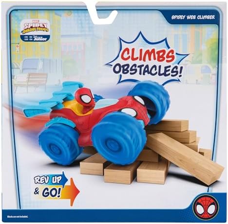 Marvel Spidey and His Amazing Friends Marvel Spidey Web Climber - 7-Inch Rev Up Motor Vehicle That Climbs Obstacles