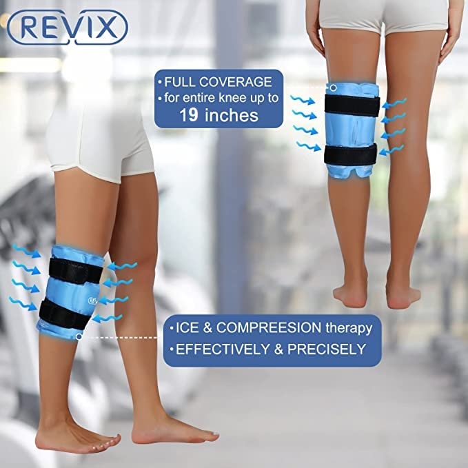 REVIX XL Knee Ice Pack Wrap Around Entire Knee After Surgery, Reusable Gel Cold Pack for Knee Pain Relief, Injuries, Swelling, Bruises, and Replacement Surgery