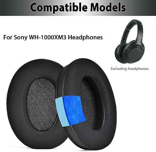 Adhiper Replacement Ear Pads for Sony WH-1000XM3 (WH1000XM3) Noise Canceling Headphones, Upgraded Cooling Gel Earpads Cushions with Softer Protein Leather, Noise Isolation Memory Foam(Black)