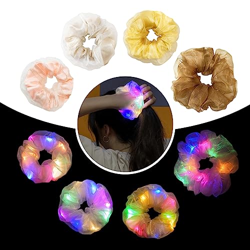 Light Up Scrunchies, Valentine's Day Double-layer LED Scrunchy Hair Ties Glow in the Dark Party Supplies Glow Sticks Party Favor Rave Accessories for Women Girls Neon Party, Fun Hair Accessories