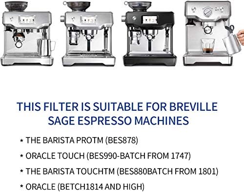 4 Pack Water Filter for Breville Claro Swiss - Oracle, Barista Touch Filters Bambino Espresso Coffee Machine Replacement Compare to Part #BES008WHT0NUC1
