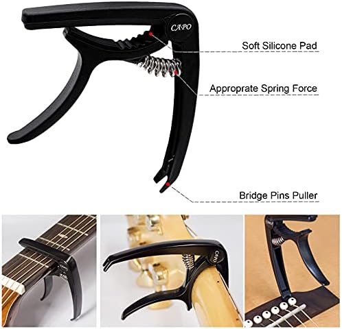 Anvin Acoustic Guitar Accessories Kit Guitar Strings Replacement Changing Tool Including Guitar Acoustic Strings, Picks, Capo, String Winder, Bridge Pins, Picks for Guitar Players Beginners (48 Pcs)