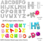 606PCS Nail Charms for Acrylic Nails,Large Letters Puncture Charms Silver and Colourful Alphabet Beads Dice Nail Accessories Nail Art Supplies Manicure Craft DIY
