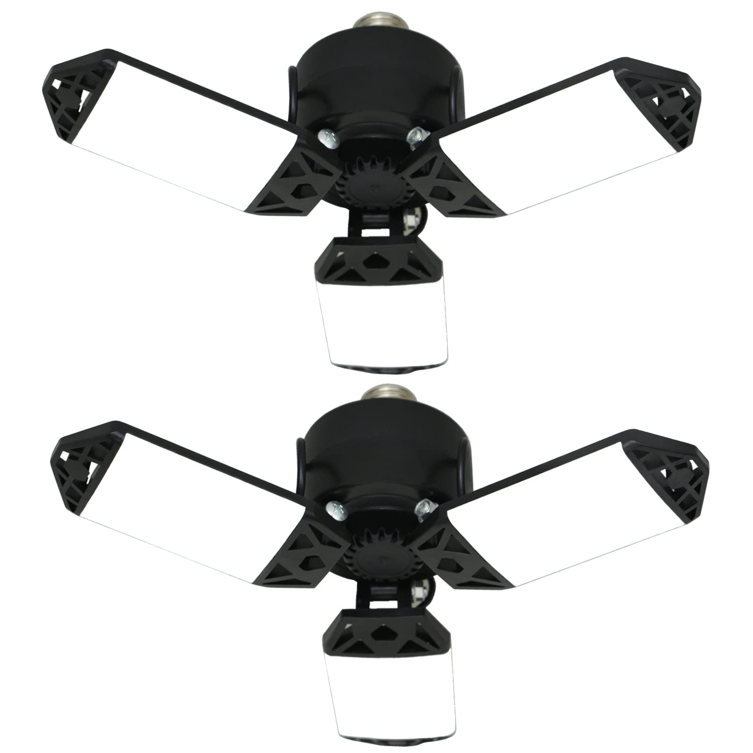 2Pack 80W LED Garage Light, 8000 Lumen Ceiling Lights with 3 Adjustable Panels, 6500K Daylight Light Bulb Fixture LED Lights for Garage, E26/E27 LED Shop Lights, Attic Workshop LED Bay Light