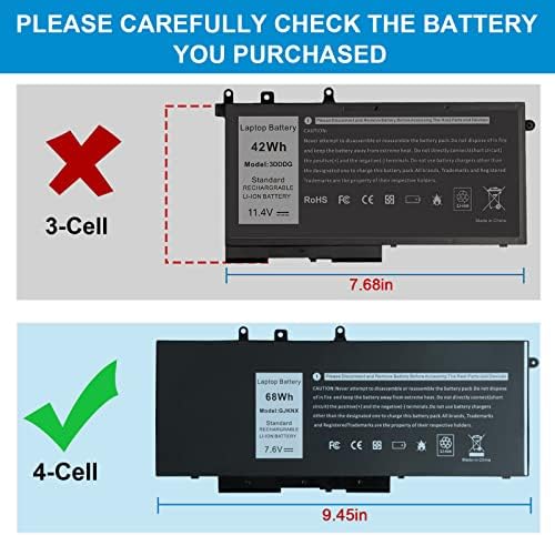 GJKNX 68WH 7.6V Battery Replacement For Dell Latitude 5480 5580 5490 5491 5580 5590 5591 5280 5288 5488 5491 5495 E5480 E5580 E5490 E5590 Precision 3520 3530 Series GD1JP 0GD1JP DY9NT 5YHR4 451-BBZG