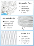 Three Stackable Dehydrator Racks for Ninja, Instant Pot Vortex, COSORI, CHEFMAN, Gowise, Ultrean, Gourmia - 304 Stainless Steel Grill Rack Fits 4.2-5.8 QT Air Fryer, Oven Air Fryer Accessories