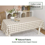 Midsummer Breeze Farmhouse Checkered Tablecloth-Rustic Buffalo Plaid Tablecloth for Fall Winter Thanksgiving Christmas Kitchen Dining Restaurant Decor (Rectangle/Oblong, 55x70, Gray Khaki)