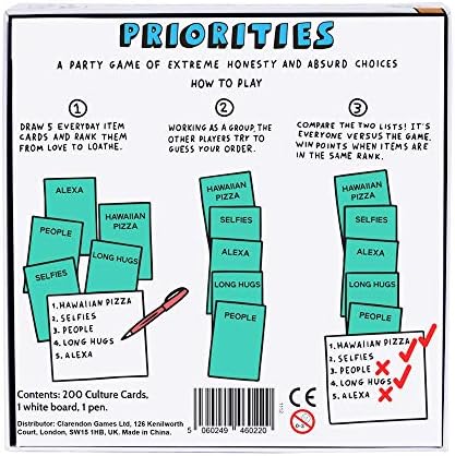 Priorities: The Hilarious New Party Game of Absurd Choices That Gets Everyone Laughing – Party Games for Adults and Teenagers - Card Games - Board Games - Travel Games