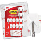 Command Small Wire Toggle Hooks, 16 Hooks and 24 Command Strips, Damage Free Hanging Wall Hooks with Adhesive Strips, No Tools Adhesvie Hooks for Hanging, Organization and Storage, Holds up to 0.5 lb