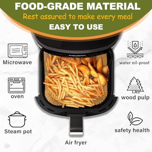 Air Fryer Liners Disposable for Paris Hilton Large 6-Quart Air Fryer, Paris Hilton Air Fryer Accessories, 225PCS 8 Inch Non Stick Paper Liners, Parchment Paper Liners for 6QT Ninja, Gourmia