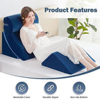 A2ZCOMFY Memory Foam Wedge Pillow Set for Sleeping, Post Surgery, Back Pain Relief - Blue