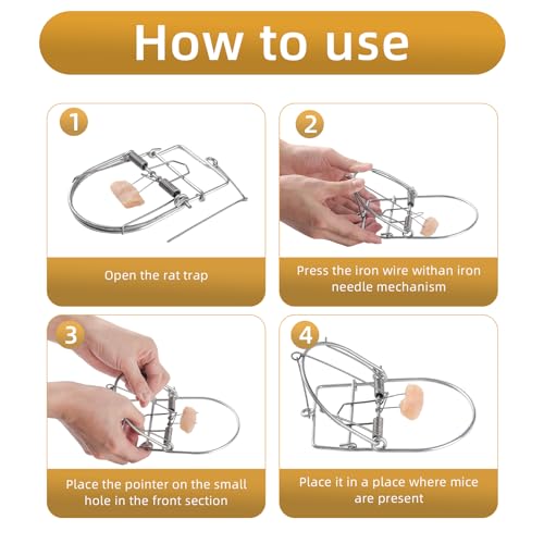 Small Animal Traps Mouse Trap,Spring Trapt Rodent Cage,Suit for Rat,Reusable, 2Pack