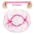 100 Pcs Disposable Nonwoven Bouffant Caps 21 Inch Hair Net Elastic Cap Hair Cover Hats for Beauty Salon Hospital Spa Catering Dust-free Workspace(Pink)