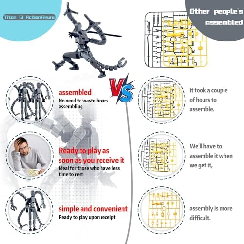 Already Assembled T13 Action Figure Accessories,Dummy 13 T13 Multi-Jointed Movable,for Collectors Desktop Decorations t-13 Movability 3D Printed Toys (Gray)