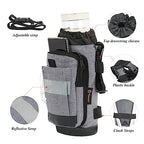 Crutch Bag Lightweight Crutch Accessories Storage Pouch with Reflective Strap and Front Zipper Pocket for Universal Crutch Bag to Keep Item Safety (Light Gray)