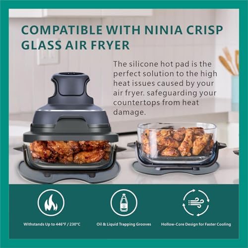 Silicone Heat Resistant mat for Ninja Crispi Air Fryer,Heat-Insulating Accessories Compatible with Ninja crispi FN101 containers,Kitchen Air Fryer Trivet (Sage Green)