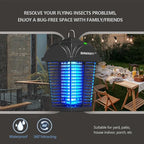 BANPESTT Bug Zapper Outdoor, Mosquito Zapper with Dusk-to-Dawn Light Sensor, Waterproof Fly Zapper, Electric Mosquito Killer for Home, Patio, Backyard（Black）