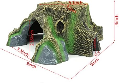JIHAQUA Resin Large Turtle Tank Accessories Reptile Hideouts Cave Habitat Decor for Gecko Leopard Lizards Toad