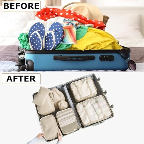 Packing Cubes for Suitcases Travel Luggage Organizers,8 Set Travel Essentials Luggage Organizer for Travel Accessories Shoe Bag Tioletry Bag Laundry Bag