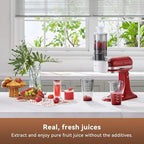 Masticating Juicer Attachment for KitchenAid Stand Mixer, 4.2" Large Feed Chute Fit Whole Vegetables & Fruits, Slow Cold Press Juicing, Includes 2 28oz capacity cups and blade replacement