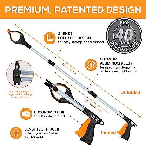 EZPIK 40" Foldable Grabber Reacher Tool for Elderly - Grabbers for Elderly Grab It Reaching Tool Heavy Duty Pickup Stick - Trash Picker Upper Grabber for Reaching Aids, Unger Pinchers Grab Tool 100cm