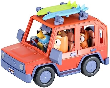 Bluey Heeler Family 4WD Vehicle and 4 Figure Pack, 2.5-3 Inch Figures, 2 Surfboards Accessories and Stickers | Amazon Exclusive