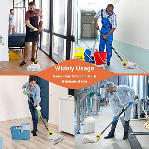 KeFanta Commercial Mop Heavy Duty Industrial Mop with Extra Replacement Mop Head,60" Long Handle Looped-End String Wet Cotton Mops for Floor Cleaning,Home,Kitchen,Office,Garage and Concrete/Tile Floor
