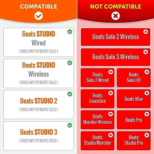 WC Wicked Cushions Replacement Ear Pads for Beats Studio 2 & 3 (B0501, B0500) Wired & Wireless | Does NOT Fit Beats Solo | Softer PU Leather, Enhanced Foam & Stronger Adhesive | 90's Black
