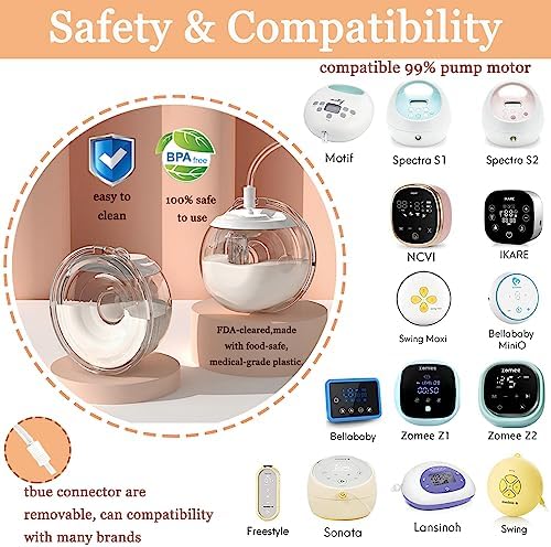 Wearable Milk Collection Cup, Hands Free Milk Collector Cup Compatible with Most Electric Breast Pump, Zomee/Spectra/Medela Breast Pump Collection Parts, Accessories Replacement (24 mm 2Pcs)