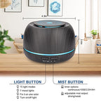 300ML Aroma Essential Oil Diffuser,8 Hours Wood Grain Cool Mist Aromatherapy Diffuser with Remote Control,USB-C Power Cable,Timer, 7 Color Light Changing Air Humidifier for Home,Bedroom