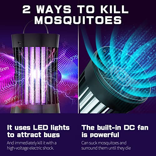 AICase Portable USB Electronic Rechargeable Mosquito Killer Lamp/Bug Zapper for Summer Trip,Outdoor Camping,Patio,Home and Garden,Mosquito Trap Indoor,Moth Trap/Bug Killer/Mosquito Killer Light(Black)