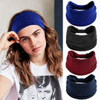 Boho Headbands For Women Fashion Stretch Wide Hair Bands Knoted Turban Head Bands Yoga Running Sweatband Elastic Headband Stylish Wrap Headbands Hair Accessories for Teen Girls 4 Pack