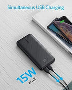 Anker Portable Charger, Power Bank, 20,000mAh Battery Pack with PowerIQ Technology and USB-C (Recharging Only) for iPhone 15/15 Plus/15 Pro/15 Pro Max, iPhone 14/13/12 Series, Samsung Galaxy (Black)
