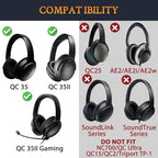 SOULWIT Ear Pads Cushions + Headband + Silicone Earpads Cover Protector, Replacement Kit for Bose QuietComfort 35 QC35, QC35 ii Over-Ear Headphones - Silver