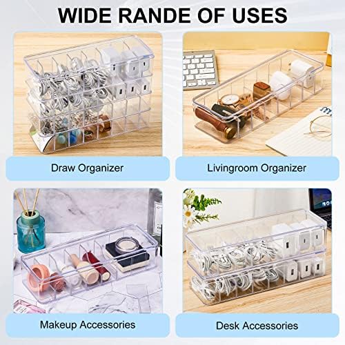 Tatuo 1 Pcs Cable Organizer with 10 Wire Ties, Clear Plastic Cord Storage Box with Lid for Home Office Desk Organizers and Accessories