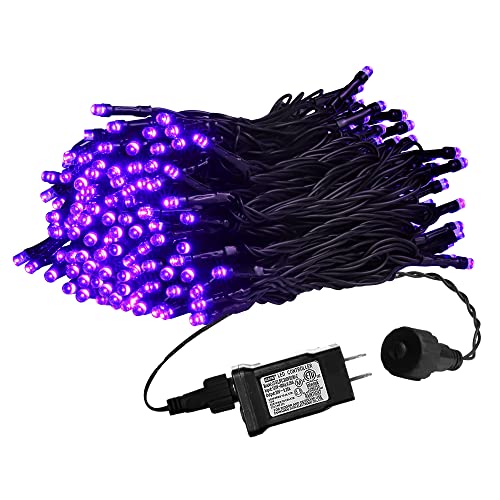 weillsnow Purple Halloween Lights, 200 LED 66Ft Plug in Waterproof Halloween Lights, 8 Modes with Memory for Outdoor Indoor Garden Tree Patio Irish Christmas Decorations (66FT, Purple)