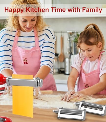 3 PCS Pasta Maker Attachments for All KitchenAid Stand Mixers, Pasta Accessories Including Pasta Roller, Fettuccine Cutter, and Spaghetti Cutter for Noodle Ravioli, 304 Stainless Steel,Cleaning Crush