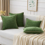 MIULEE Pack of 2 Couch Throw Pillow Covers 20x20 Inch Moss Green Farmhouse Decorative Pillow Covers with Stitched Edge Soft Chenille Solid Dyed Christmas Pillow Covers for Sofa Bed Living Room