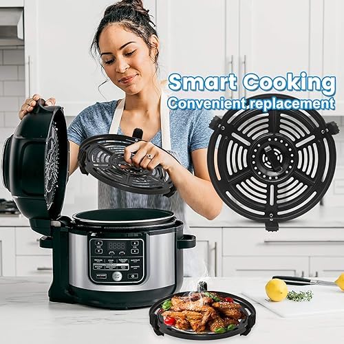 Air fryer Grill Plate for Ninja FD302 6.5 Qt FD101 5 Qt FD401 8 Qt Air Fryer, 9.7' Air Fryer Grill Pan Crisper Plate Replacement Parts Tray Rack Accessories for Ninja OP302 OP305 FD305 Air Fryer