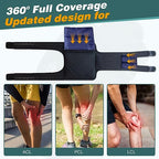 Knee Ice Pack Wrap Around Entire Knee After Surgery, Adjustable Velcro Knee Brace with 2 Size Reuseable Cold/Hot Gel Ice Pack for Knees Replacement with Cold Compression, Relief for Arthritis Pain